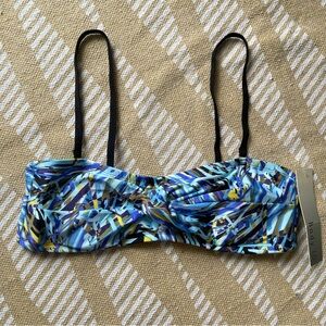 Vintage Y2K NWT Body ID Vibrant Abstract Blue Bandeau Style Bikini Top